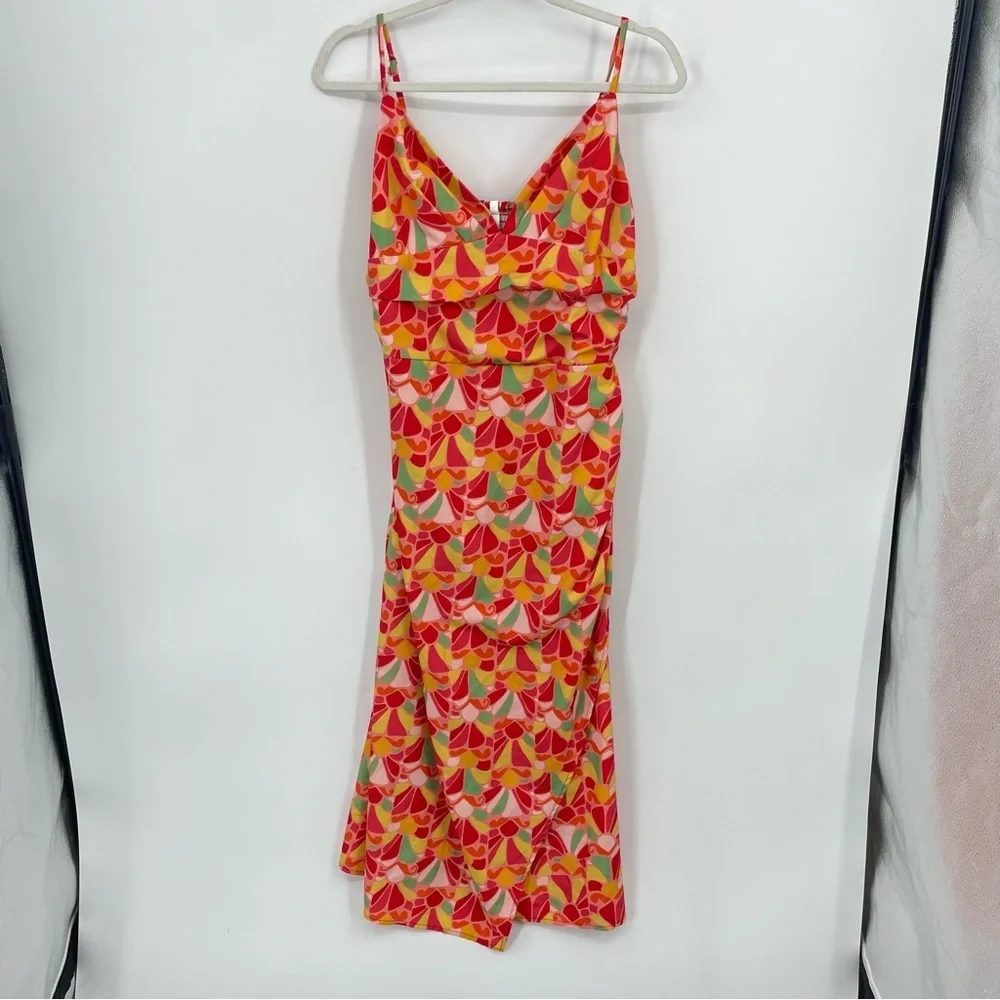 Moonsea Maxi Dress red floral geometric Sz‎ L
